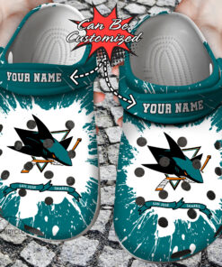 Hockey Crocss Personalized Sj Sharks Team Clog Shoes - livanniespoon Store