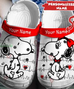Custom Name Snoopy And Belle Heartbeat Crocss Shoes Valentine Gift - livanniespoon Store