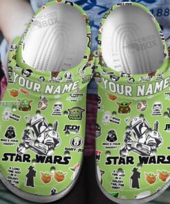 Custom Name Star Wars Green Kids Crocss Shoes - livanniespoon Store