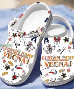 Custom Name Stranger Things Themed White Crocss Shoes - livanniespoon Store