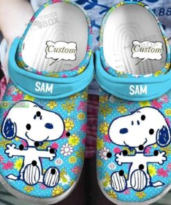 Custom Snoopy Floral Blue Crocss Clogs - livanniespoon Store