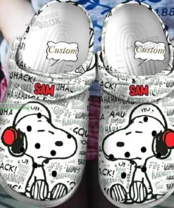Custom Snoopy Listen To Music Crocss Footwear - livanniespoon Store