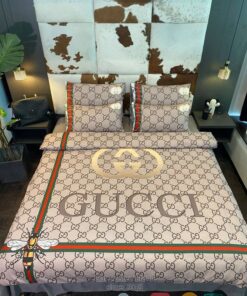 Gucci Bee Red green stripe Duvet cover bedding set -livanniespoon Store