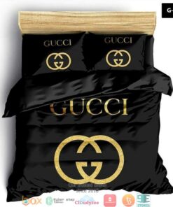 Gucci Black Gold logo Quilt Bedding Set -livanniespoon Store