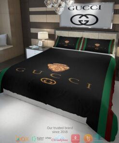 Gucci Black Green Border Quilt Bedding Set -livanniespoon Store