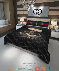 Gucci Black Grey Quilt Bedding Set -livanniespoon Store
