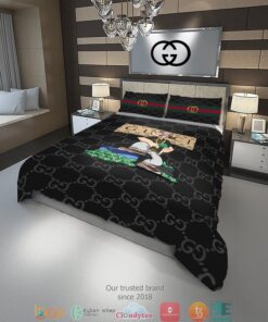 Gucci Black Quilt Bedding Set -livanniespoon Store