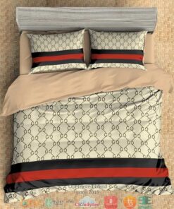 Gucci Black Red Stripe Quilt Bedding Set -livanniespoon Store