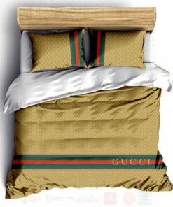 BEST Gucci Brown Yellow Luxury Bedding Set -livanniespoon Store