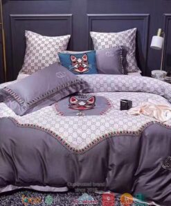Gucci Cat light purple Quilt Bedding Set -livanniespoon Store