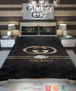 Gucci Diamond Black Quilt Bedding Set -livanniespoon Store