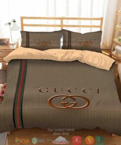 Gucci Green Red line brown Quilt Bedding Set -livanniespoon Store