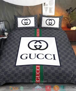 Gucci Grey White Quilt Bedding Set -livanniespoon Store
