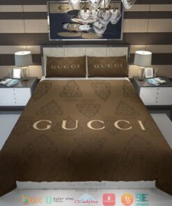 Gucci Luxury Brown Quilt Bedding Set -livanniespoon Store