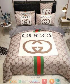Gucci Middle Green Red Stripe Quilt Bedding Set -livanniespoon Store