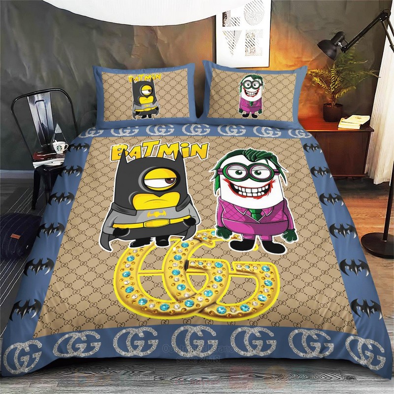 BEST Gucci Minion Bat Man and Joker Cute Luxury Bedding Set -livanniespoon Store