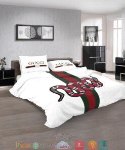 Gucci Red Snake White Quilt Bedding Set -livanniespoon Store