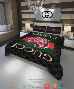 Gucci Red Wolf Quilt Bedding Set -livanniespoon Store