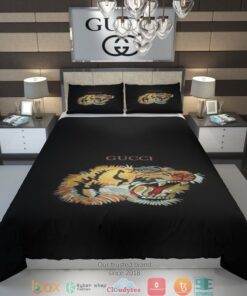 Gucci Tiger Black Quilt Bedding Set -livanniespoon Store