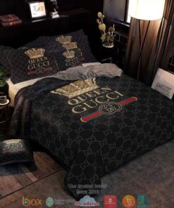 Queen Gucci Black Quilt Bedding Set -livanniespoon Store