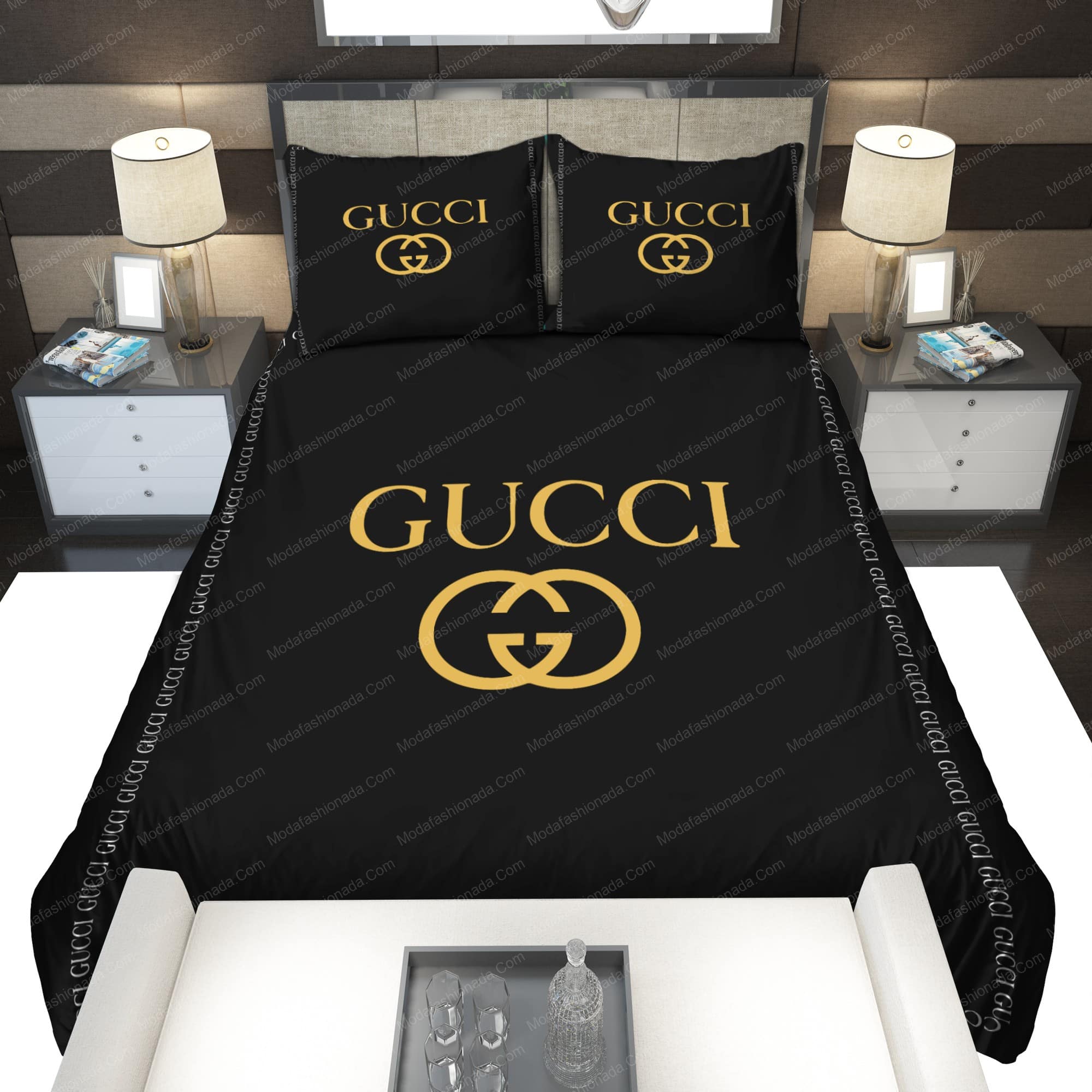 Black Gucci Luxury Bedding Sets -livanniespoon Store