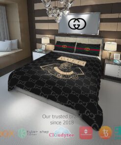 Black Panther Gucci black pattern Bedding Set -livanniespoon Store