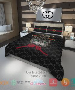 Cat Gucci black pattern Bedding Set -livanniespoon Store