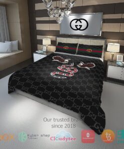 Eagle Snake Gucci black pattern Bedding Set -livanniespoon Store