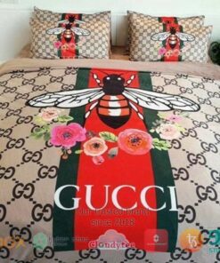Gucci Bee Flowers Italian Luxury Brand Bedding Set -livanniespoon Store