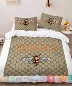 Gucci Bee Italian High-end Brand khaki Bedding Set -livanniespoon Store