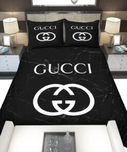 Gucci Black Marble Marmor Luxury Bedding Sets -livanniespoon Store