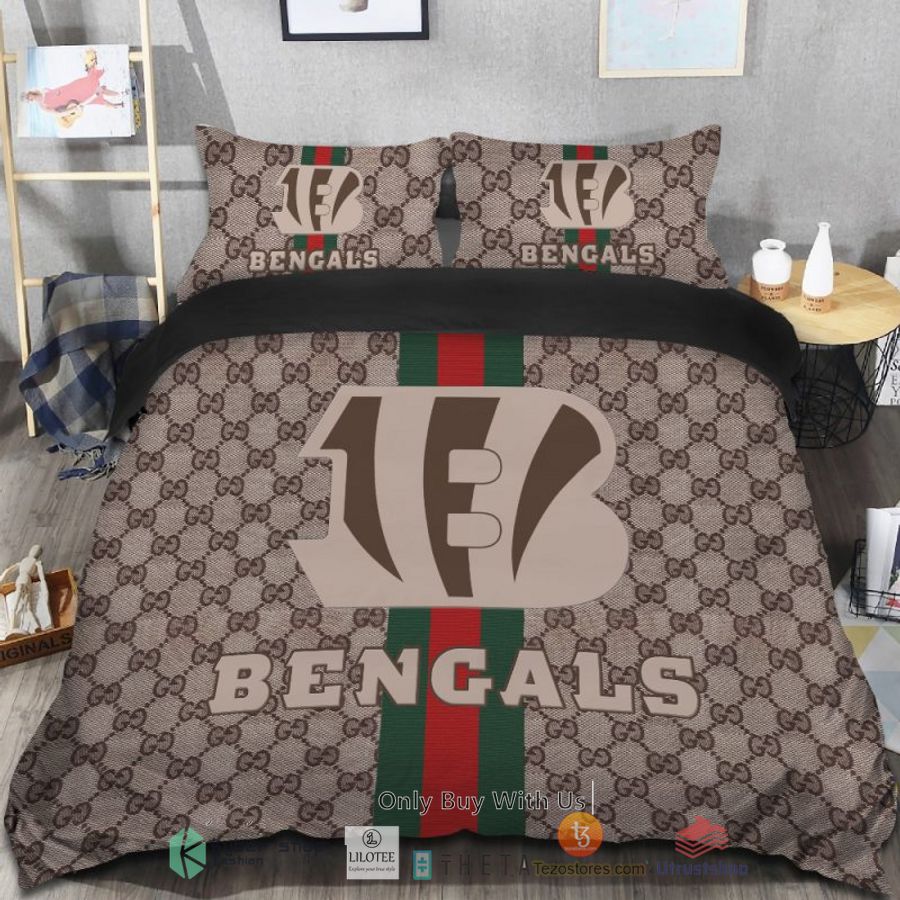 BEST Gucci Cincinnati Bengals Bedding Set -livanniespoon Store