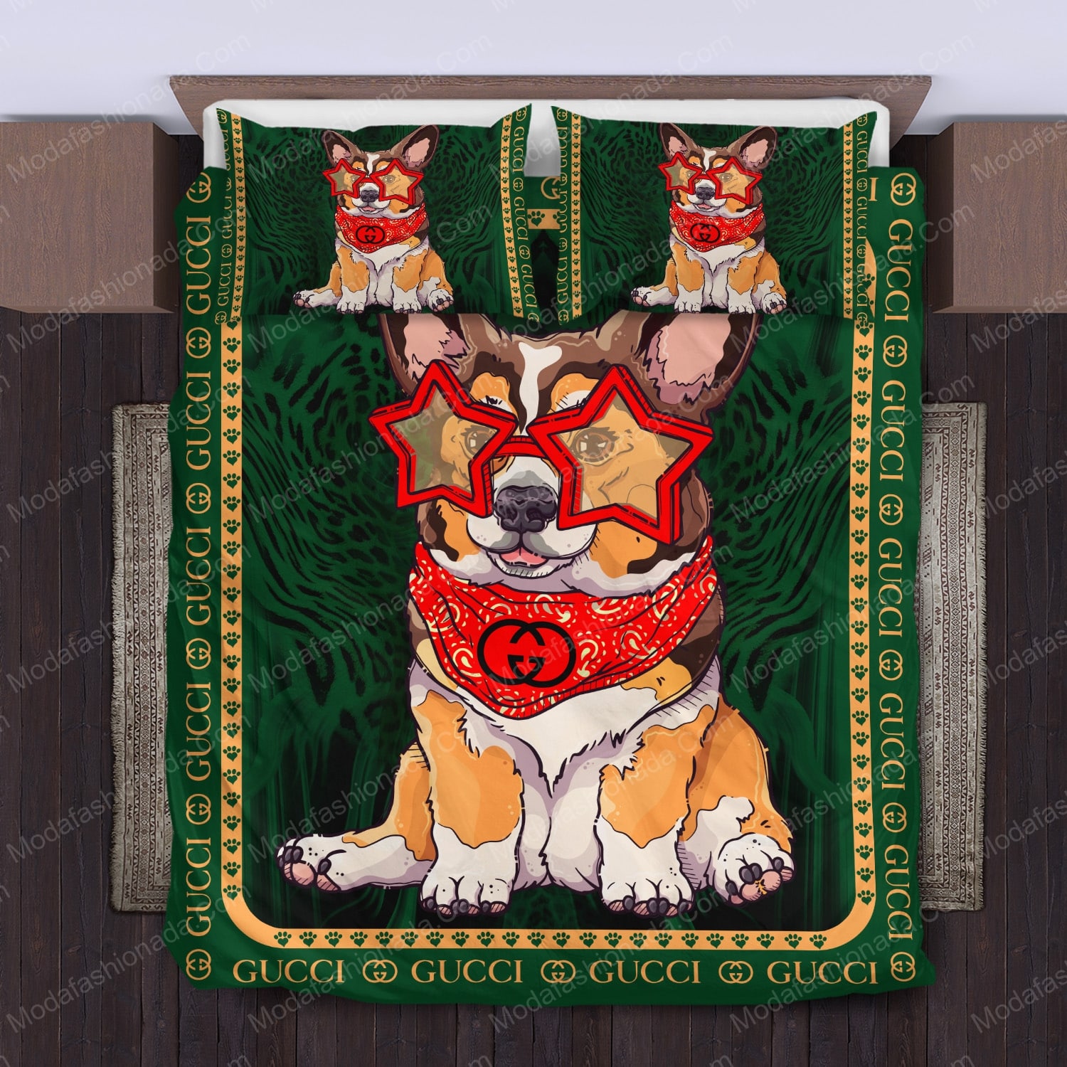 Gucci Corgi Luxury Bedding Sets -livanniespoon Store