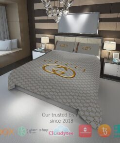 Gucci Gray Italian Luxury Brand Bedding Set -livanniespoon Store