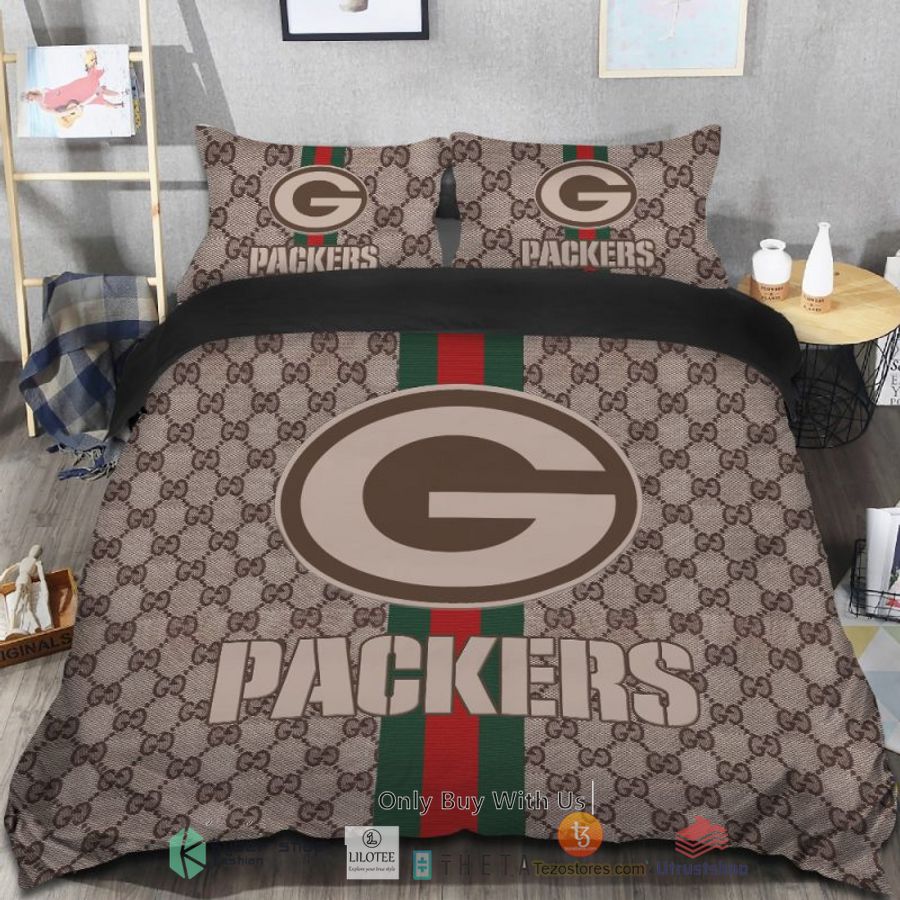 BEST Gucci Green Bay Packers Bedding Set -livanniespoon Store