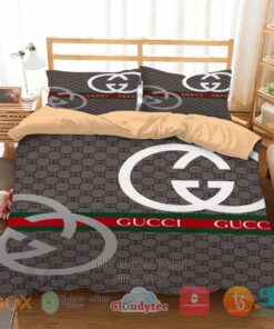 Gucci grey pattern Bedding Set -livanniespoon Store