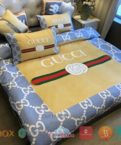 Gucci Italian Luxury Brand yellow blue Bedding Set -livanniespoon Store