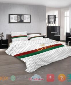 Gucci Luxury brand white pattern Bedding Set -livanniespoon Store