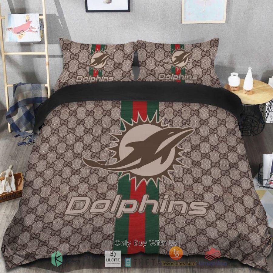 BEST Gucci Miami Dolphins Bedding Set -livanniespoon Store