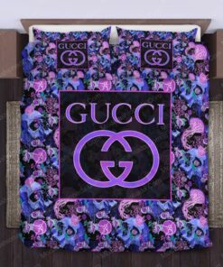 Gucci Pattern Violet Skull Luxury Bedding Sets -livanniespoon Store