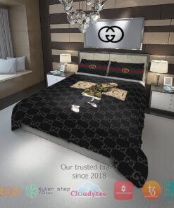 Hip Hop Gucci black pattern Bedding Set -livanniespoon Store