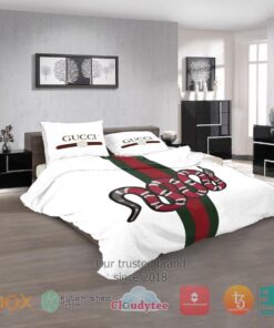 Kingsnake Gucci Luxury brand white Bedding Set -livanniespoon Store