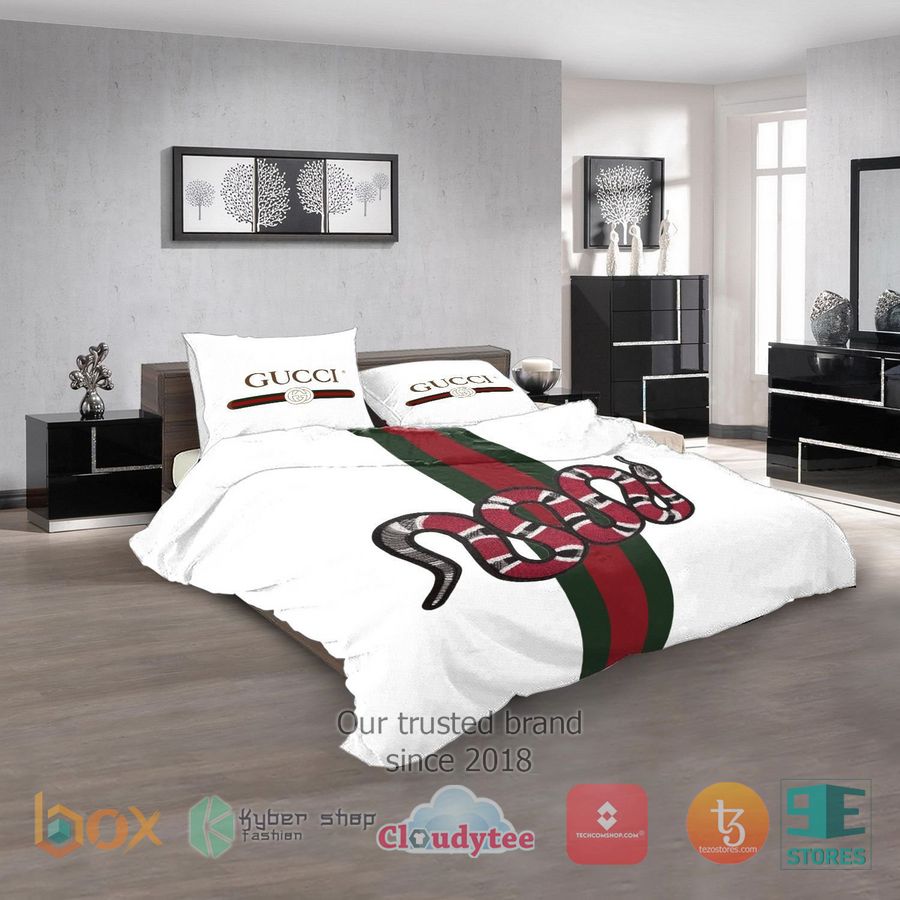 Kingsnake Gucci Luxury brand white Bedding Set -livanniespoon Store