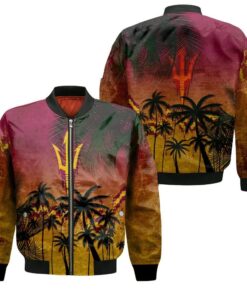 Arizona State Sun Devils Bomber Jacket 3D Printed Coconut Tree Tropical Grunge - livanniespoon Store