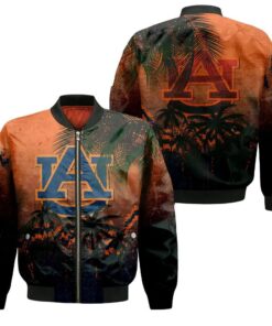Auburn Tigers Bomber Jacket 3D Printed Coconut Tree Tropical Grunge - livanniespoon Store