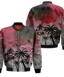Arkansas Razorbacks Bomber Jacket 3D Printed Coconut Tree Tropical Grunge - livanniespoon Store