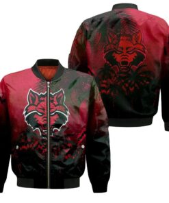 Arkansas State Red Wolves Bomber Jacket 3D Printed Coconut Tree Tropical Grunge - livanniespoon Store