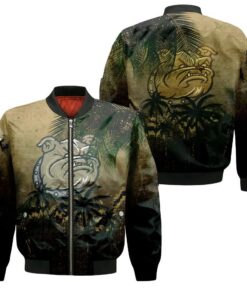 Bryant Bulldogs Bomber Jacket 3D Printed Coconut Tree Tropical Grunge - livanniespoon Store
