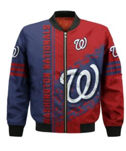 Washington Nationals Bomber Jacket 3D Printed Logo Pattern In Team Colours - livanniespoon Store