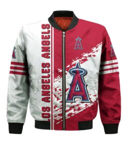 Los Angeles Angels Bomber Jacket 3D Printed Logo Pattern In Team Colours - livanniespoon Store